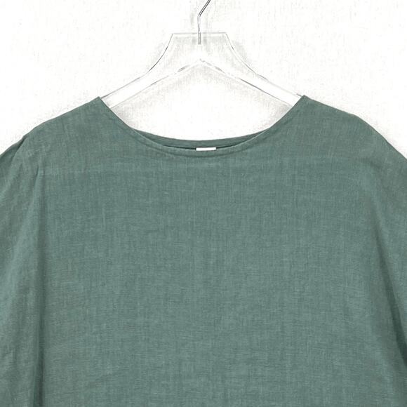 FOUND PATH Linen Market Boxy Tee Womens Small Spruce Square Top Short Sleeve - Picture 6 of 14